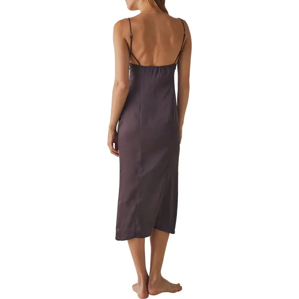 Free People Intimately City Cool Satin Slipdress Size Large Sweetheart Neckline - Picture 2 of 16